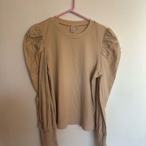 DO+BE Beige Women's Top with Puff Sleeves